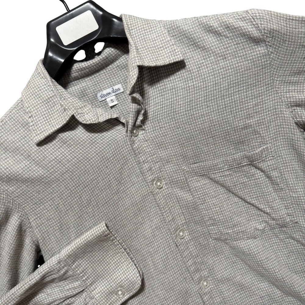 Steven Alan Mens Shirt Small Wool Blend Houndstooth Button Up Made‎ in USA